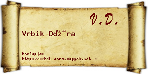 Vrbik Dóra névjegykártya